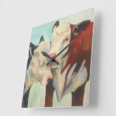 恋の牛 スクエア壁時計 (傾斜)