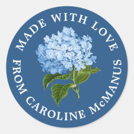 恋の白紫陽花が咲くネイビーブルー ラウンドシール