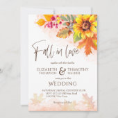 恋の秋の葉ひまわり結婚の秋 招待状 (正面)