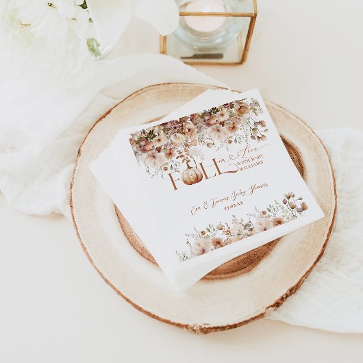 恋の秋ワイルドフラワー素朴赤ちゃんシャワー スタンダードカクテルナプキン