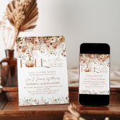 恋の秋ワイルドフラワー素朴赤ちゃんシャワー 招待状