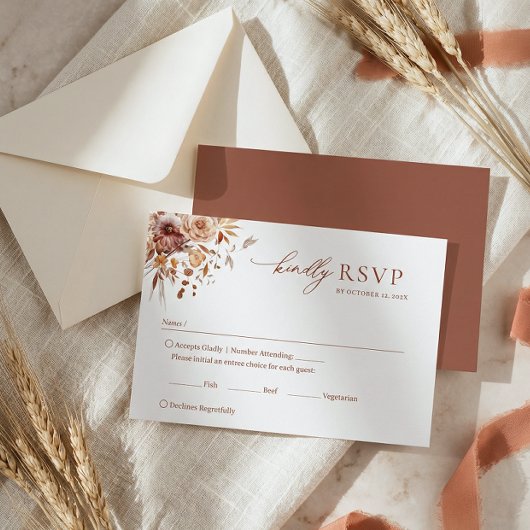 恋の秋結婚の花 出欠カード