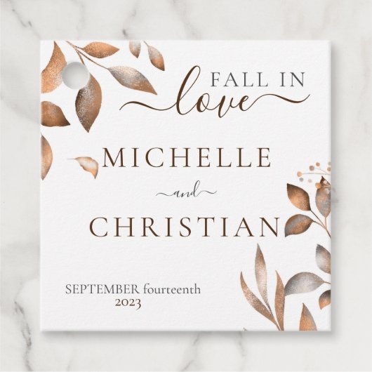 恋の紅葉の茶色の秋結婚 フェイバータグ (正面)