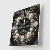 恋の紙の輪飾り スクエア壁時計 (傾斜)