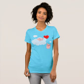 恋の翼 (漫画の豚) 女性用Tシャツ Tシャツ (正面フル)
