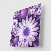 『恋の花とフラクタルの抽象芸術に落ちる』 スクエア壁時計 (傾斜)