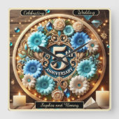 恋の花エレガント5周年デザイン スクエア壁時計 (正面)