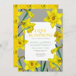 恋の花春黄色いダッフォッ結婚ズ 招待状