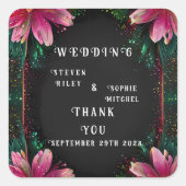 恋の花開き:フルフローラ結婚テーマ スクエアシール (正面)