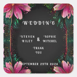 恋の花開き：フルフローラ結婚テーマ スクエアシール