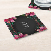恋の花開き:フルフローラ結婚テーマ スクエアペーパーコースター (アングル)