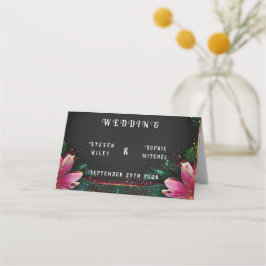 恋の花開き：フルフローラ結婚テーマ プレイスカード