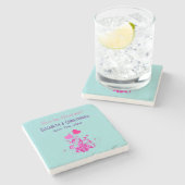 恋の花開結婚ハート ストーンコースター (横)