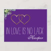 恋の金ゴールドハート愛パープル休日はがき シーズンポストカード (正面)
