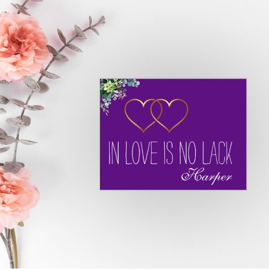 恋の金ゴールドハート愛パープル休日はがき シーズンポストカード