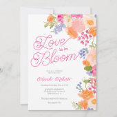 恋の開花のかわいらし花ブライダルシャワー 招待状 (正面)