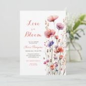 恋の開花ワイルドフラワーフローラブライダルシャワー 招待状 (スタンド正面)