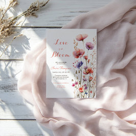 恋の開花ワイルドフラワーフローラブライダルシャワー 招待状