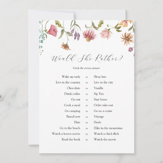 恋の開花ワイルドフラワー彼女はむしろカード 招待状 (正面)