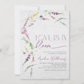 恋の開花素朴ワイルドフラワーの水色 招待状 (正面)