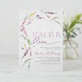 恋の開花素朴ワイルドフラワーの水色 招待状 (スタンド正面)