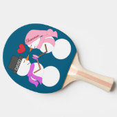 恋の雪の人々ダーリング：深いシーブルー 卓球ラケット (横)