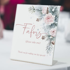 恋の雪の冬のブライダルシャワーは署名を好む 台座サイン