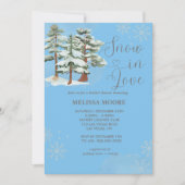 恋の雪ベビーブルー冬の森スノーフレーク 招待状 (正面)