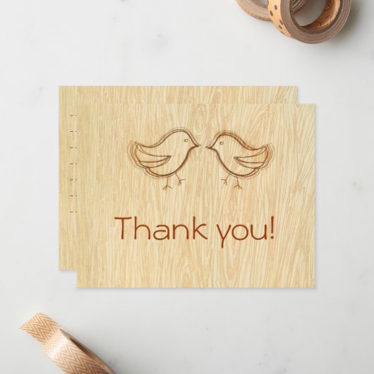 恋の鳥を描いた木こりに感謝の気持ち ノートカード (正面/裏面インサイチュ)