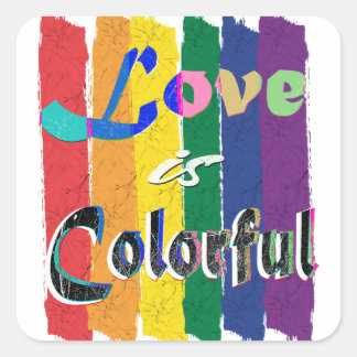 恋はカラフル - LGBTQプライド月間 レインボーフラッグ スクエアシール