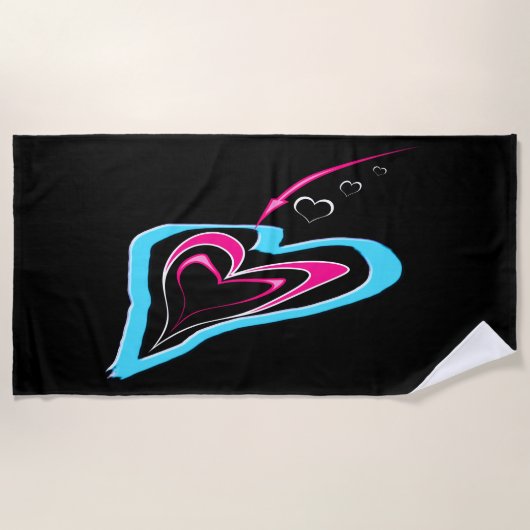 恋はハート ビーチタオル (正面)