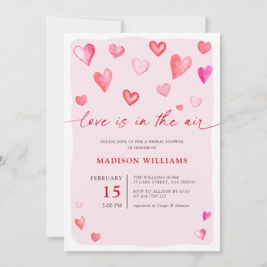 恋はバレンタインのブライダルシャワー 招待状 (正面)