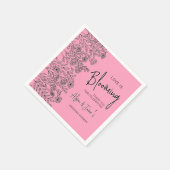 恋はピンクとブラックのフローラブライダルシャワー スタンダードカクテルナプキン (角)