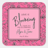 恋はピンクとブラックのフローラ結婚の スクエアシール (正面)