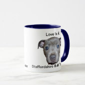 恋はホッとしたロゴと子犬 マグカップ (正面右)