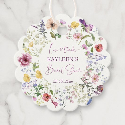 恋はボホワイルドフラワーのブライダルシャワー フェイバータグ (正面)