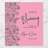 恋はライトピンクとブラックのフローラシャワーが咲いている ワインラベル (シングルラベル)