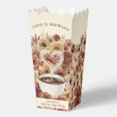 恋は優しい色合いの茶色の花柄コーヒー ハート ブライダル フェイバーボックス (正面)