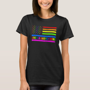 恋は常に勝つゲイフラッグ虹のプライド日LGBT Q Tシャツ