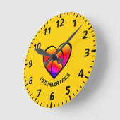 恋は必ず失敗するカスタムカラフルハート ラウンド壁時計 (傾斜)