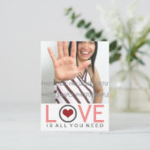 恋は必要なものすべて赤いハートサンゴグレーの写真 ポストカード (スタンド正面)