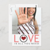 恋は必要なものすべて赤いハートサンゴグレーの写真 ポストカード (正面/裏面)