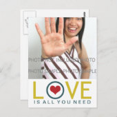 恋は必要なものすべて黄色いティール(緑がかった色)赤いハート写真 ポストカード (正面/裏面)