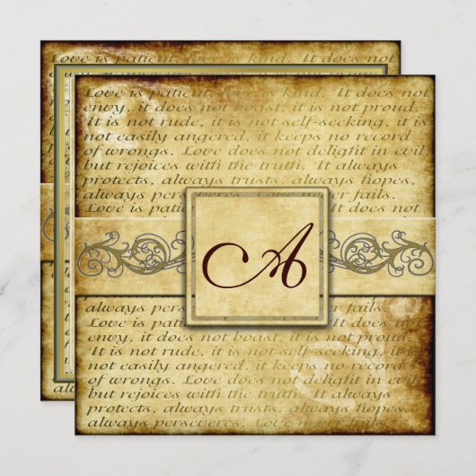 恋は忍素朴耐強いビンテージ結婚招待状 招待状 (正面/裏面)