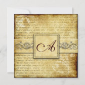 恋は忍素朴耐強いビンテージ結婚招待状 招待状 (正面)