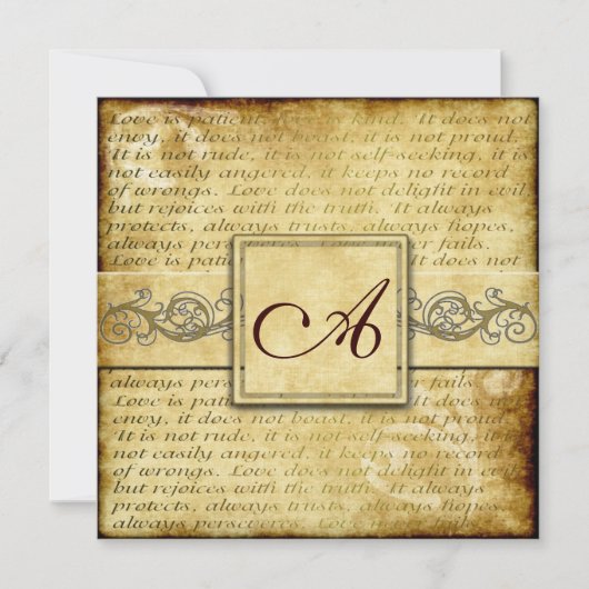 恋は忍素朴耐強いビンテージ結婚招待状 招待状 (正面)