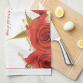恋は忍耐強い赤いバラ キッチンタオル (四つ折り)