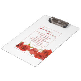 恋は忍耐強い赤いバラ クリップボード