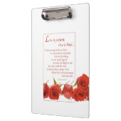 恋は忍耐強い赤いバラ クリップボード (左)