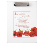 恋は忍耐強い赤いバラ クリップボード (正面)